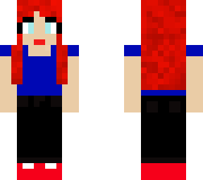 red head with a blue shirt