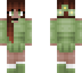 brunette - apple green outfit w/ flower crown