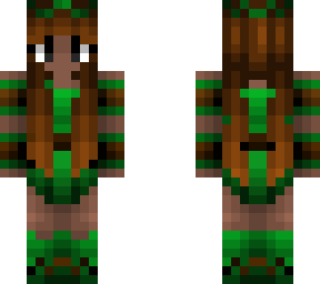elf girl - brunette dark skin - leaf outfit