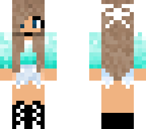 girl in turquoise ombre shirt.
