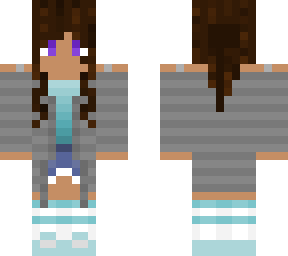 gray sweater w/ blue shirt