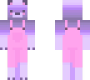 purple gradient bear in overalls