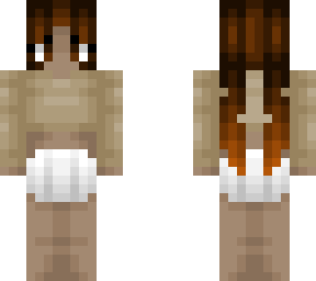 girl - cream top w/ white skirt - brunette pigtails