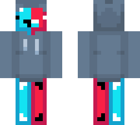 normal skeppy on the left and inverted skeppy on the right with hoodie (hood on)
