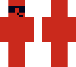 secret agent in full body red suit with sunglasses and headset