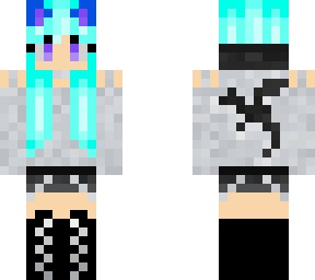 teal hair cat girl