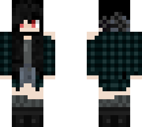 black hair girl red eyes