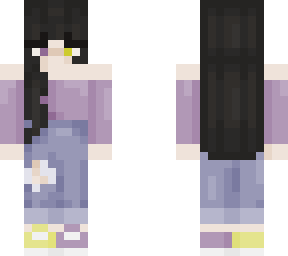 purple shirt black hair girl