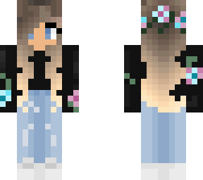 blue and pink flower girl