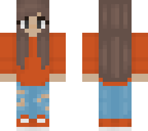 brown hair orange sweater girl