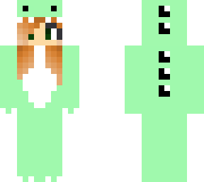 green dino girl brown hair