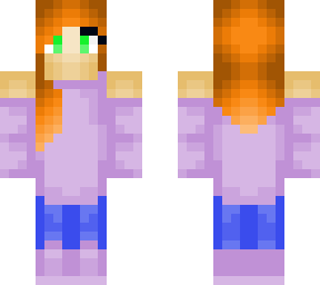 ginger girl in oversized purple hoodie