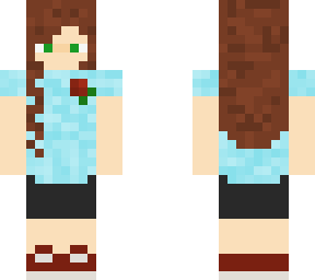 girl with blue shirt & rose