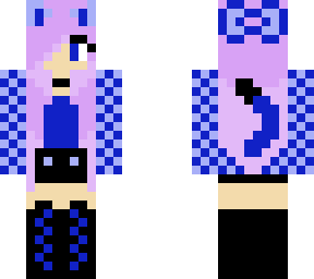 kawaii blue and black cat girl