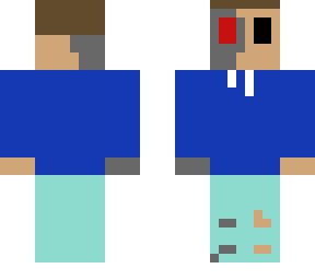 blue sweater cyborg boy with jeans