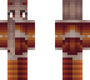 girl - straight light brown hair - flame crested outfit
