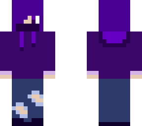 masked, purple-haired person w/ headphones