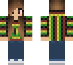 brunette girl with rasta drug rug