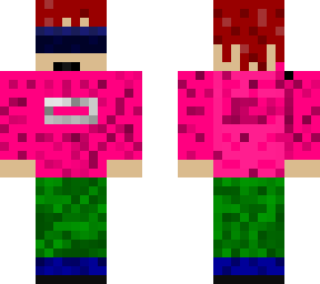 male boy with red hair, pink jumper and blue sunglasses
