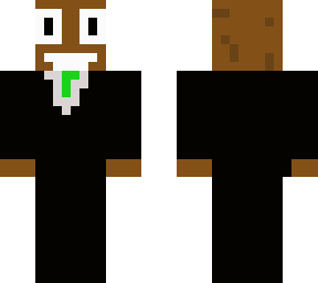mr. poop in a black suit, green tie