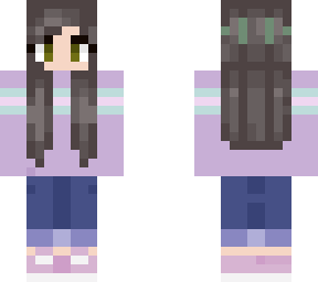 girl with top buns and cute casual purple outfit