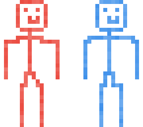 red and blue stick man