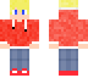 white hair red hoodie