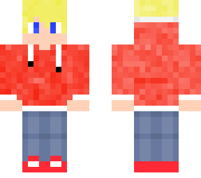 white hair red hoodie