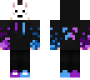 blue purple hoodie boy with bunny mask