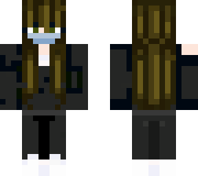 brown haired girl with mask