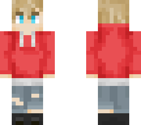 red hooded with ripped jeans (slim)