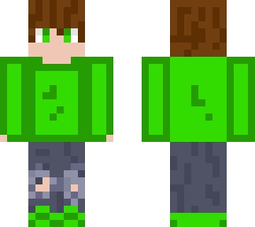 boy with headphones, green jumper and ripped jeans