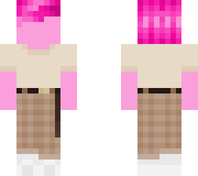 androgynous pink skin and hair beige outfit