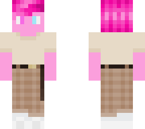 androgynous pink skin and hair beige outfit