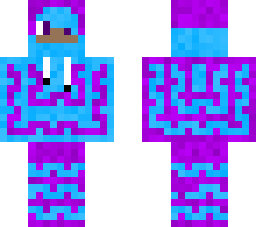 cyan blue and purple wavy hooded boy