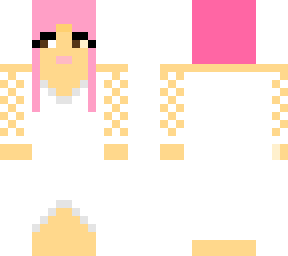 fancy white dress with candy pink hair
