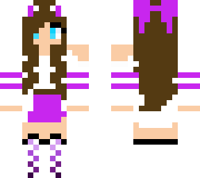 neko girl with brown hair and purple bow edit