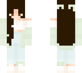 brown haired girl with green outfit