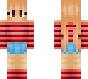 girl - pink & red stripe sweater - blonde pigtails