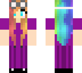 rainbow scientist in a purple dress