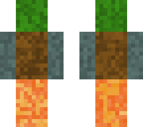 stone, dirt, grass and lava