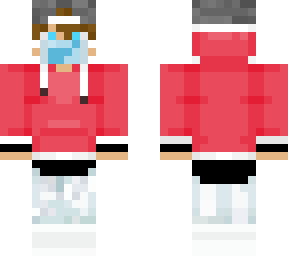 telaaron with red hoody and a mask