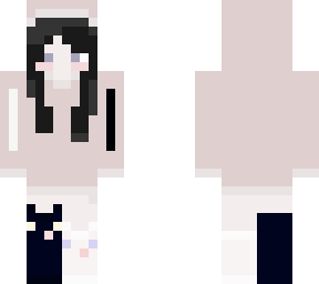 dull rose hoodie w/ white & black cat socks (black hair) v.2