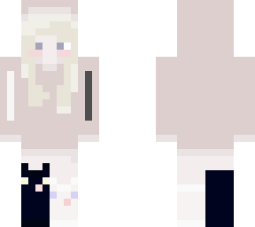 dull rose hoodie w/ white & black cat socks (blonde hair) v.2
