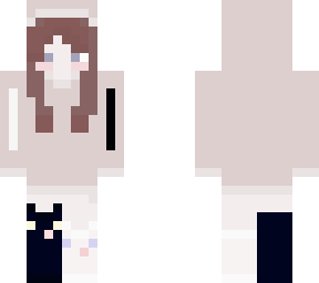 dull rose hoodie w/ white & black cat socks (brown hair) v.2