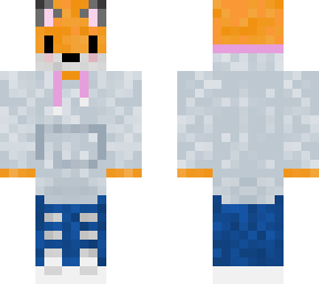 fox, grey hoodie