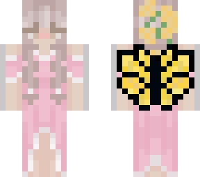 girl in pink dress with yellow fairy wings