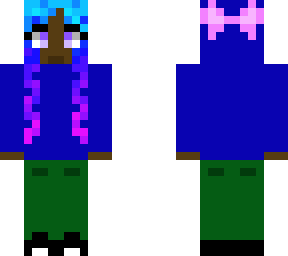 hombre hair, blue hoodie, bows
