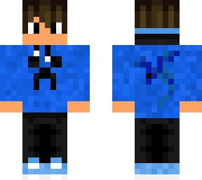 man with blue creeper and dragon sweater