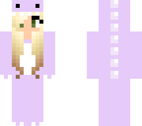 purple dino girl with green eyes